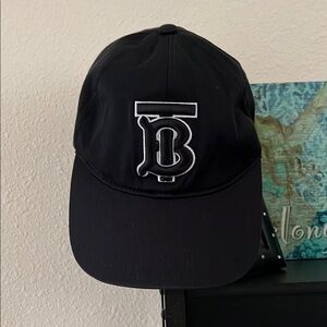 Authentic Burberry Black Cap with White Logo Size Small
